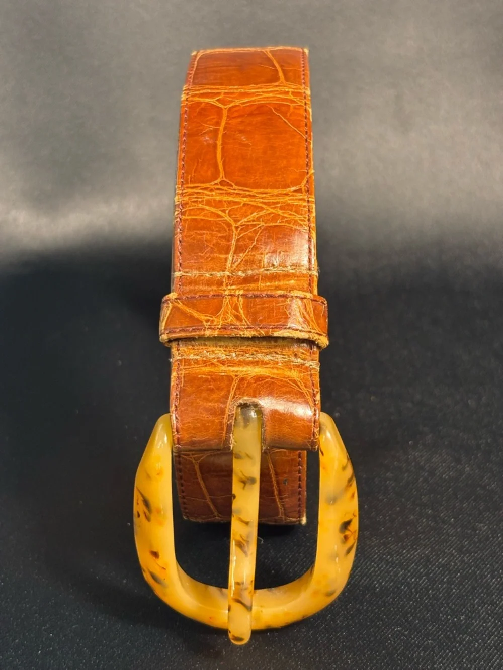 Vintage Rare Patricia Von Musulin Alligator Belt w/Bakelite? Buckle 36”x1.5”